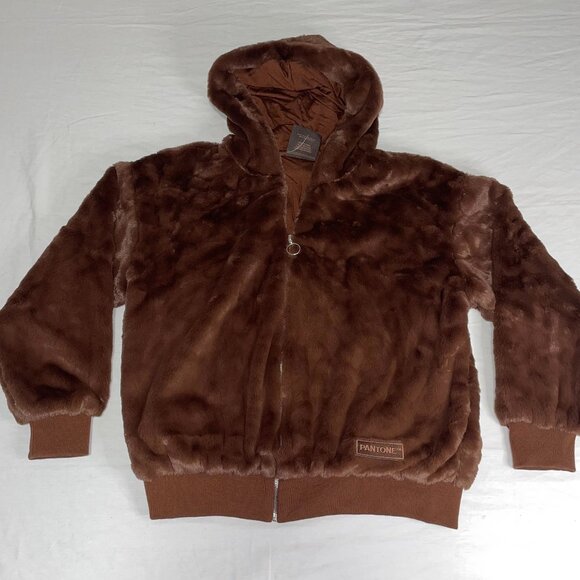 Forever 21 Brown Faux Fur Hoodie Jacket – Soft Plush Zip-Up – Size 1X - Picture 1 of 6